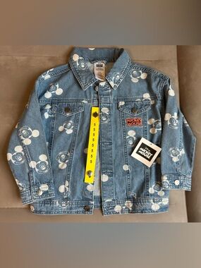 Disney Blue Denim Mickey Mouse Print Kids Jean Jacket NEW